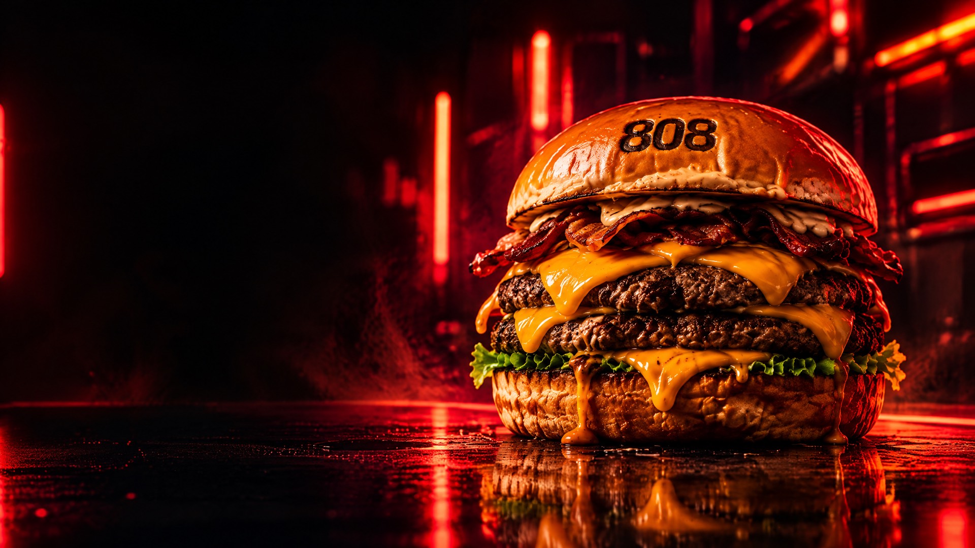 Smash burger do 808burger com cheddar derretido